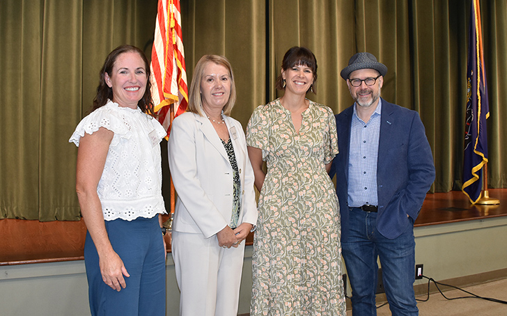 Photo: left to right, Dr. Clare Lehnert, Institute for Public Health & Innovation, East Stroudsburg University; Teresa Lacey, RN, BSN, Chief Executive Officer, Wayne Memorial Community Health Centers; Ryanne Jennings, President/CEO, Wayne County Community Foundation and Keynote Speaker Paul Schmitz, Senior Advisor of The Collective Impact Forum and CEO of Leading Inside Out.